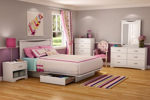 Full/Queen Size Bedroom Furniture Set 74 in Pure White - Step One - South Shore Furniture - 3160-BSET-74