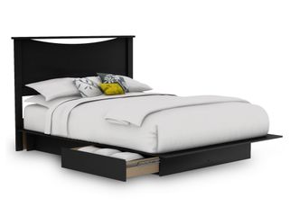 Full/Queen Size Platform Bed with Headboard in Solid Black - South Shore Furniture - 3107-FQBED-13