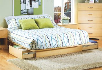 Full / Queen Size Storage Platform Bed in Natural Maple - South Shore Furniture - 3013217