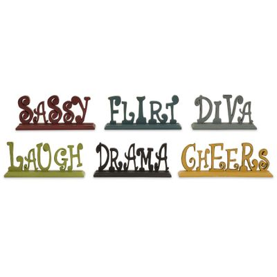 Fun Carved Word Signs (Set of 6) - IMAX - 87148-6