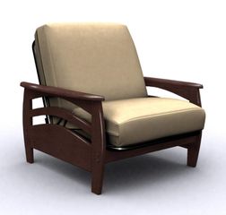 Futon Chair Frame - Montego Jr. Twin Chair Metal Wood in Walnut - 35-3802-003