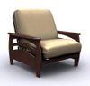 Futon Chair Frame - Montego Jr. Twin Chair Metal Wood in Walnut - 35-3802-003
