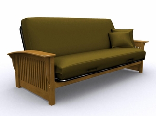 Futon Frame - Crestridge Full Size Metal Wood Futon in Medium Oak - 35-6304-008