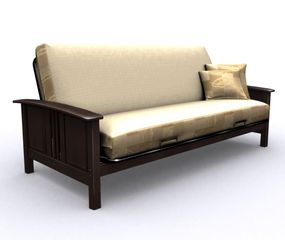 Futon Frame - Hermosa Full Size Metal Wood Futon in Espresso - 35-7104-004