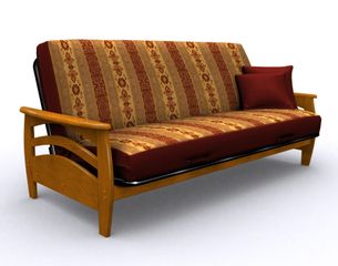 Futon Frame - Montego Full Size Metal Wood Futon in Honey Oak - 35-3814-010