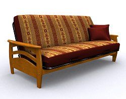 Futon Frame - Montego Full Size Metal Wood Futon in Honey Oak - 35-3814-010