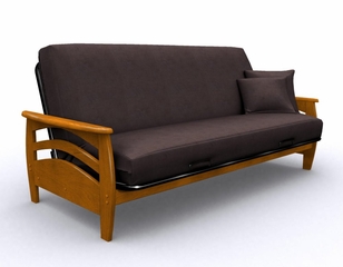 Futon Frame - Montego Full Size Metal Wood Futon in Honey Oak - 35-3814-010