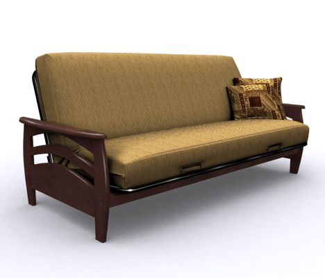 Futon Frame - Montego Full Size Metal Wood Futon in Walnut - 35-3814-003