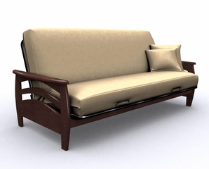 Futon Frame - Montego Full Size Metal Wood Futon in Walnut - 35-3814-003