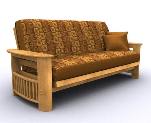 Futon Frame - Portofino Full Size Metal Wood Futon in Golden Oak - 35-0814-002