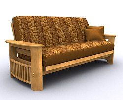 Futon Frame - Portofino Full Size Metal Wood Futon in Golden Oak - 35-0814-002