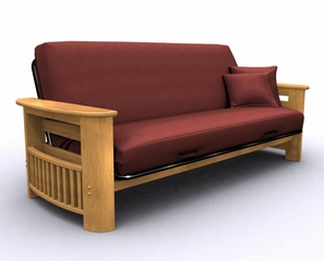 Futon Frame - Portofino Full Size Metal Wood Futon in Golden Oak - 35-0814-002