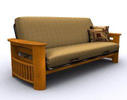 Futon Frame - Portofino Full Size Metal Wood Futon in Honey Oak - 35-0814-010