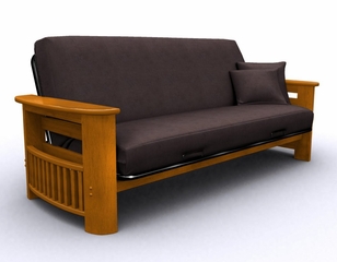 Futon Frame - Portofino Full Size Metal Wood Futon in Honey Oak - 35-0814-010