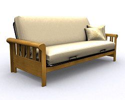 Futon Frame - Renaissance Full Size Metal Wood Futon in Medium Oak - 35-2114-008