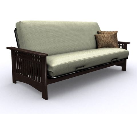 Futon Frame - Rhodes Full Size Metal Wood Futon in Espresso - 35-7014-004