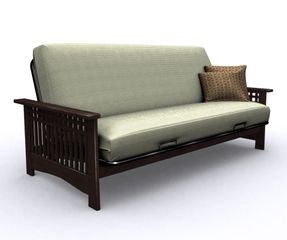 Futon Frame - Rhodes Full Size Metal Wood Futon in Espresso - 35-7014-004