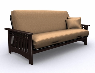Futon Frame - Rhodes Full Size Metal Wood Futon in Espresso - 35-7014-004