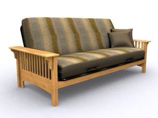 Futon Frame - Santa Barbara Full Size Metal Wood Futon in Golden Oak - 35-0414-002