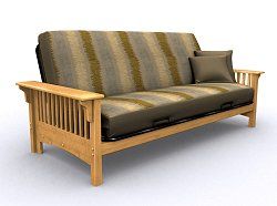Futon Frame - Santa Barbara Full Size Metal Wood Futon in Golden Oak - 35-0414-002