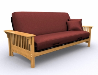 Futon Frame - Santa Barbara Full Size Metal Wood Futon in Golden Oak - 35-0414-002
