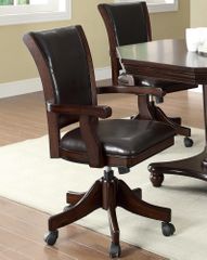 Game Chair with Casters in Dark Mahogany - 100883