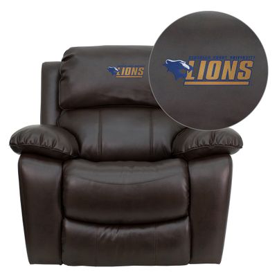 Georgian Court University Lions Leather Rocker Recliner - MEN-DA3439-91-BRN-41035-EMB-GG
