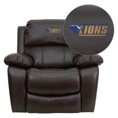 Georgian Court University Lions Leather Rocker Recliner - MEN-DA3439-91-BRN-41035-EMB-GG