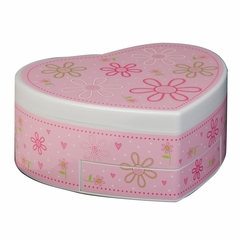 Girl's Glitter-Daisy Heart-Shaped Musical Ballerina Jewelry Box - Ruby - Jewelry Boxes by Mele - 00802S11M