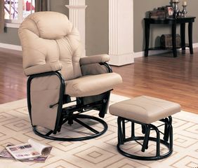 Glider Rocker with Ottoman in Beige Leatherette - Coaster