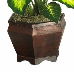 Golden Dieffenbachia with Wood Vase Silk Plant in Green - Nearly Natural - 6592-0507