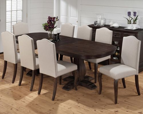 Grand Terrace Dining Table and Upholstered Chair Set - 7PC - 634-102T