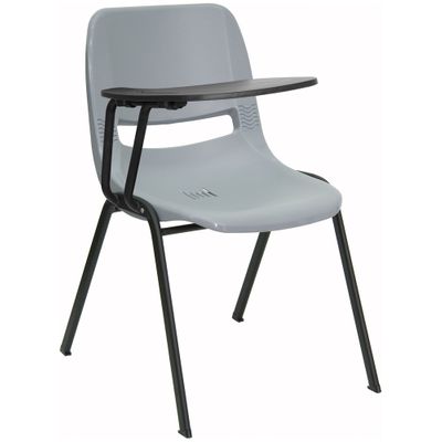 Gray Tablet Arm Chair Desk with Right Side Tablet - RUT-EO1-GY-RTAB-GG