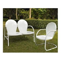 Griffith 2 Piece Metal Outdoor Conversation Set - Loveseat and Chair in White - CROSLEY-KO10005WH