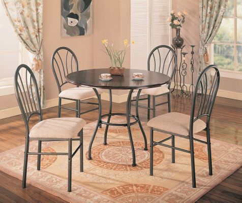 Halle 5-Piece Dining Set in Rich Dark Brown / Metal Base - Coaster - 120568