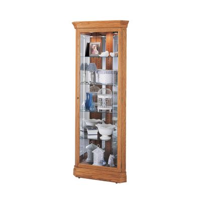 Hammond Corner Curio Cabinet in Golden Oak - Howard Miller