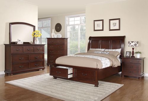 Hannah 5PC Queen Bedroom Set in Brown Cherry - 200831Q