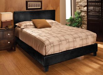 Harbortown Queen Size Platform Bed in Black Vinyl - Hillsdale Furniture - 1610BQR