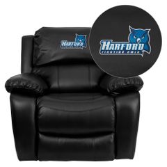 Harford Community College Fighting Owls Embroidered Black Leather Rocker Recliner  - MEN-DA3439-91-BK-41037-EMB-GG