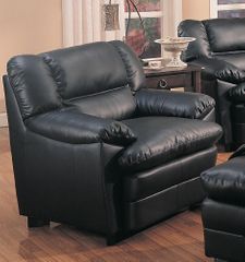 Harper Black Overstuffed Leather Chair - 501923