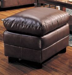 Harper Overstuffed Leather Ottoman - 501914