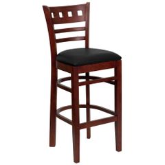 HERCULES American Back Wood Restaurant Bar Stool - Black Vinyl Seat, Mahogany Finish - XU-DGW0030BARAMR-MAH-BLKV-GG