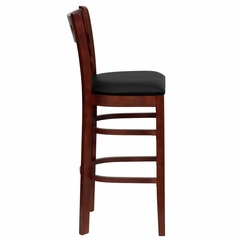 HERCULES American Back Wood Restaurant Bar Stool - Black Vinyl Seat, Mahogany Finish - XU-DGW0030BARAMR-MAH-BLKV-GG