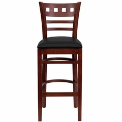 HERCULES American Back Wood Restaurant Bar Stool - Black Vinyl Seat, Mahogany Finish - XU-DGW0030BARAMR-MAH-BLKV-GG
