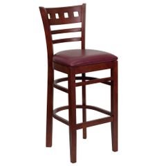 HERCULES American Back Wood Restaurant Bar Stool - Burgundy Vinyl Seat, Mahogany Finish - XU-DGW0030BARAMR-MAH-BURV-GG