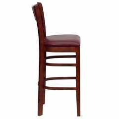 HERCULES American Back Wood Restaurant Bar Stool - Burgundy Vinyl Seat, Mahogany Finish - XU-DGW0030BARAMR-MAH-BURV-GG