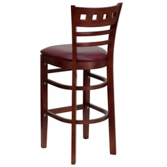 HERCULES American Back Wood Restaurant Bar Stool - Burgundy Vinyl Seat, Mahogany Finish - XU-DGW0030BARAMR-MAH-BURV-GG