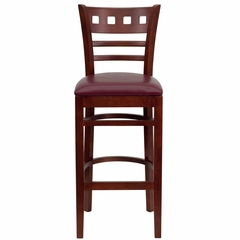HERCULES American Back Wood Restaurant Bar Stool - Burgundy Vinyl Seat, Mahogany Finish - XU-DGW0030BARAMR-MAH-BURV-GG