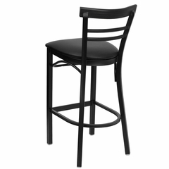 HERCULES Black Ladder Back Metal Bar Stool with Black Vinyl Seat - XU-DG6R9BLAD-BAR-BLKV-GG