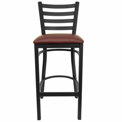 HERCULES Black Ladder Back Metal Bar Stool with Burgundy Vinyl Seat - XU-DG697BLAD-BAR-BURV-GG